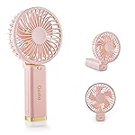 Gesto Portable Fan Rechargeable with LED Light – Foldable Mini Fan, Small Fan,USB Charging Hand Fan with 1200mAh Battery & 3 Speed Modes | Travel, Makeup, Kitchen,Women’s Personal Pankhaa – Pink