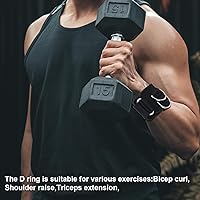 Vista 6 de 2 correas de muñeca para levantamiento de pesas, correas de levantamiento de pesas con anillo en D, correas de levantamiento de pesas, correas