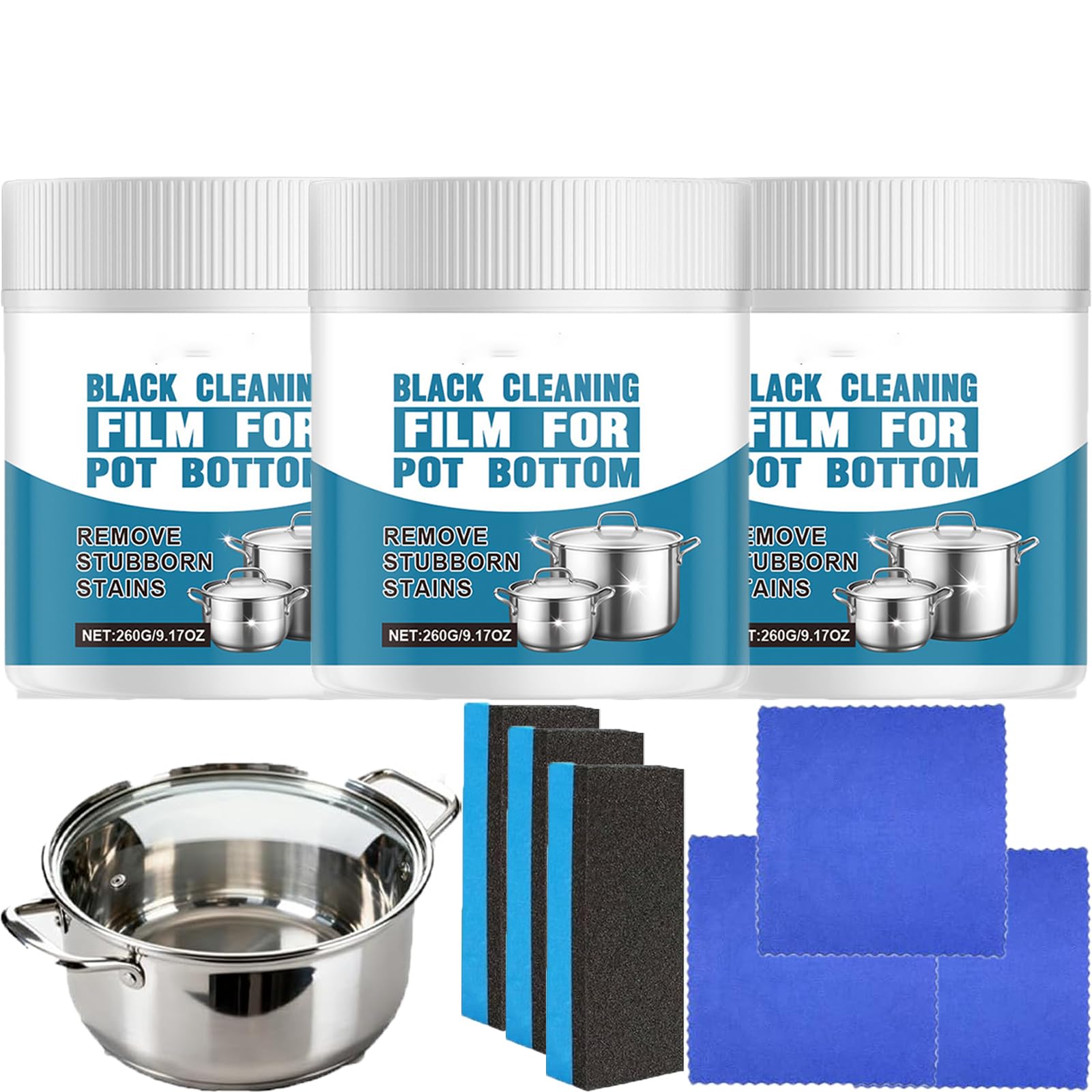 Pasta potente para eliminar los residuos quemados para utensilios de cocina, limpiador de ollas de acero inoxidable para ollas, fregonas para el fondo de sartenes, utensilios de cocina, sartenes y