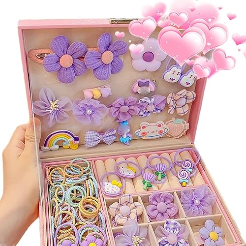 Miniatura 6 de ALTALIVA Juego de accesorios para el cabello para niñas, lindas pinzas para el cabello de dibujos animados, lazos para el cabello rosa, accesorios