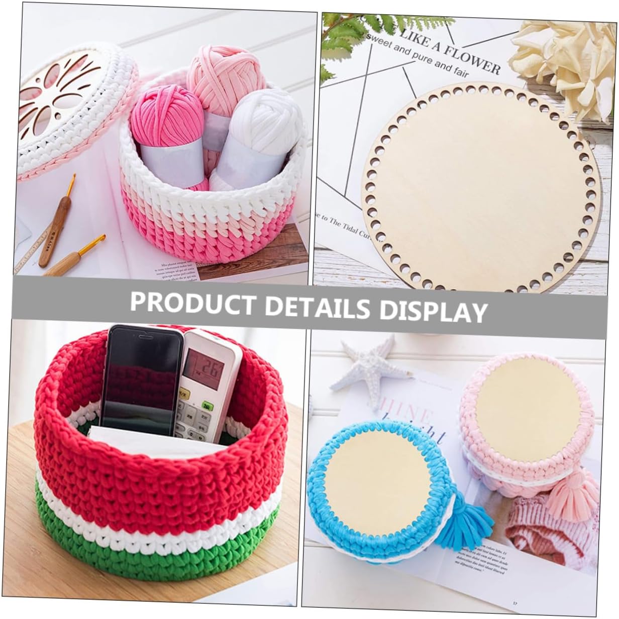 PHENOFICE 6pcs Wooden Bag Bottom DIY Craft Weaving Base for Crochet Basket Making Smooth Durable Material for Knitting Bags Storage Baskets Weaving Supplies