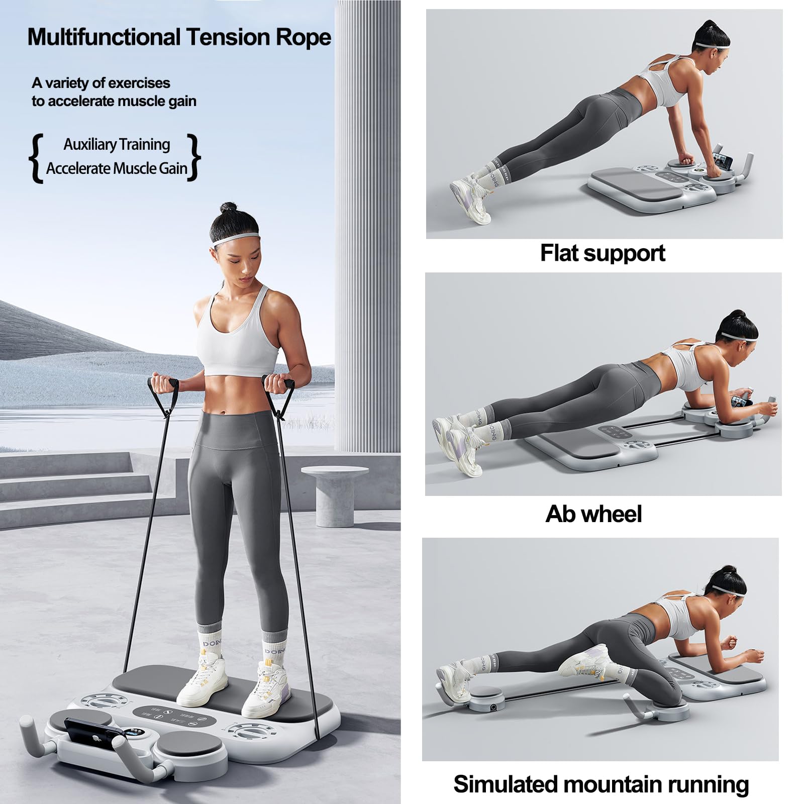 Zestaw do pilatesu – wielofunkcyjna deska do pilatesu, rolka Ab, kółko do ćwiczeń, przenośna deska pushup do treningu siłowego i ćwiczeń fitness