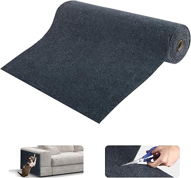 Uranshin Cat Scratch Mat, Trimmable Self-Adhesive Furniture Protector, Scratching Post Carpet 78.7"x15.8" Couch Protector From Claws Dark Grey