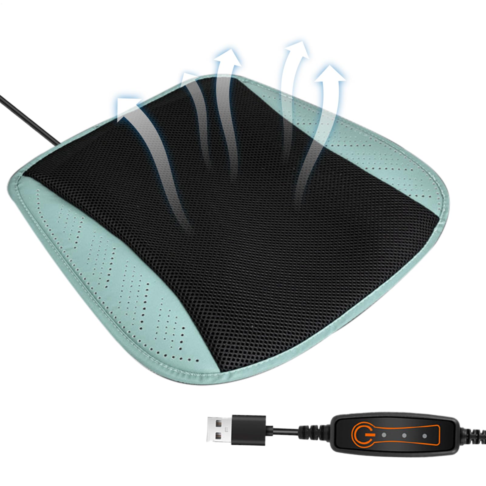 Almohadilla de refrigeración para asiento de coche, cojín de refrigeración para asiento delantero de coche, ventilado, 8 ventiladores incluidos, alfombrilla de malla de seda helada, silenciosa para
