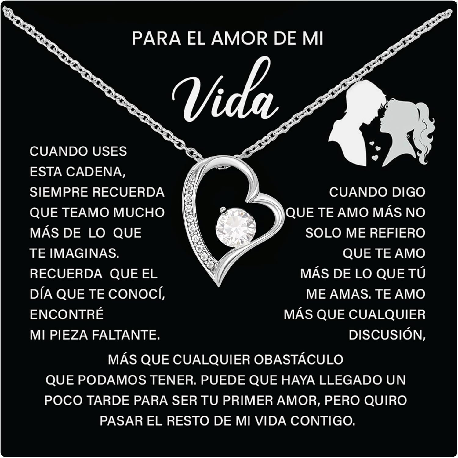 Para El Amor De Mi Vida, Un Hermoso Collar Romántico Para Esposa, Novia, Colgante De Alma Gemela, Regalo De Aniversario, Cumpleaños, Regalo De San Valentín Para Mujeres Con Una Tarjeta Y Una Caja Con Un Mensaje Significativo.