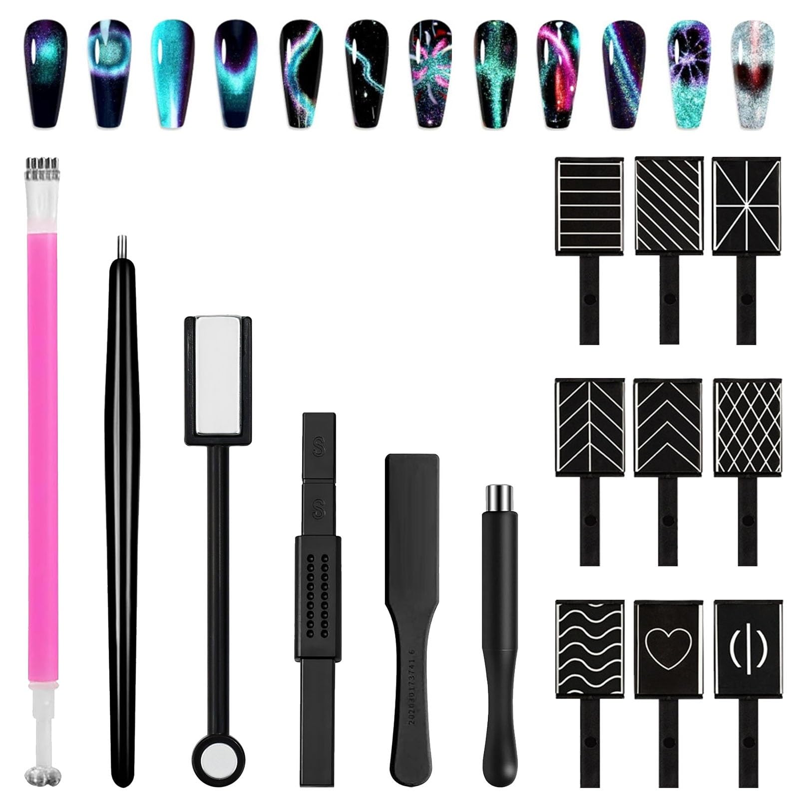 YBCCBY 15Pcs Cat Eye Magnet, Strong Magnet Nail Art Pen Tool, 3D Magnetic Cat Eye Effect