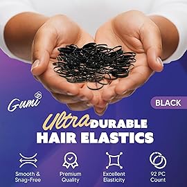 Gumi good Hair Elastics - Ouchless No Damage Elastic Hair Bands (Black - Large)