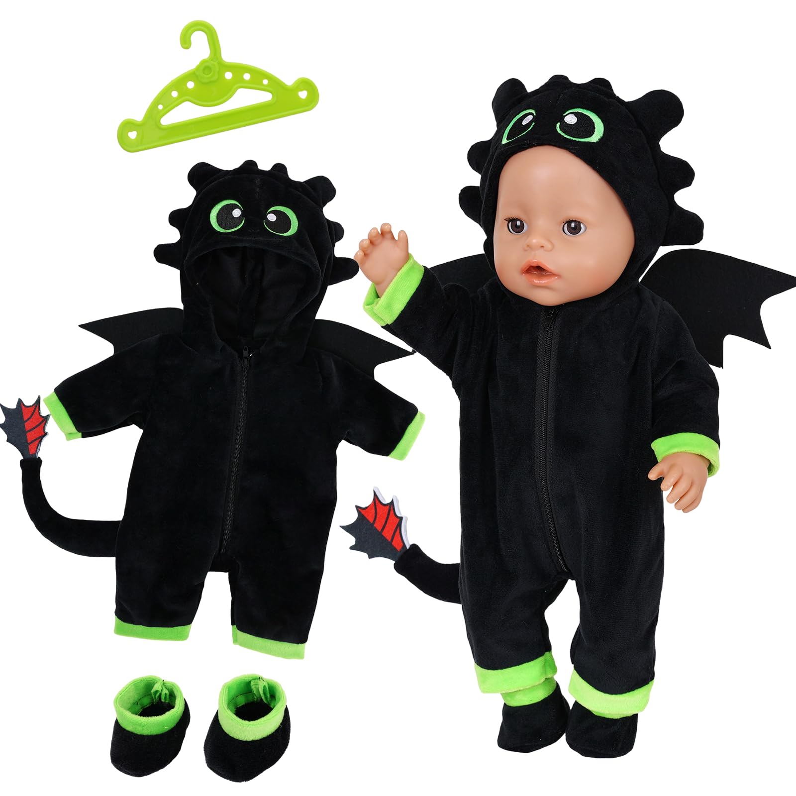 Baby Doll Clothes for 14-18 Inch Baby Doll, Baby New Doll Clothes Outfits 30-45 cm Accessories with 1 Elephant Onesie 1 Top 1 Hat 1 Hanger 1 Pair of Socks New Born Baby Dolls for Girls Birthday Gifts