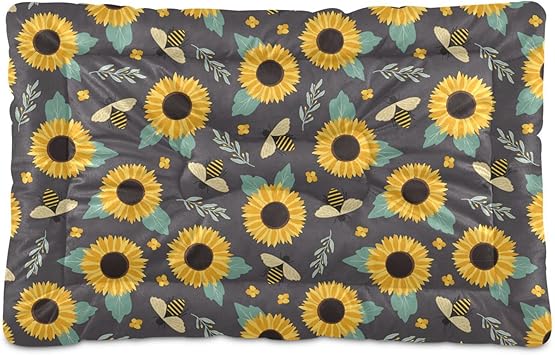 Review Ultra Soft Pet Bed Washable Dog Bed Crate Mat for Dogs Fleece Dog Crate Kennel Pad Cat Pet Bed Liner 24x18in Tender Farmhouse Summer