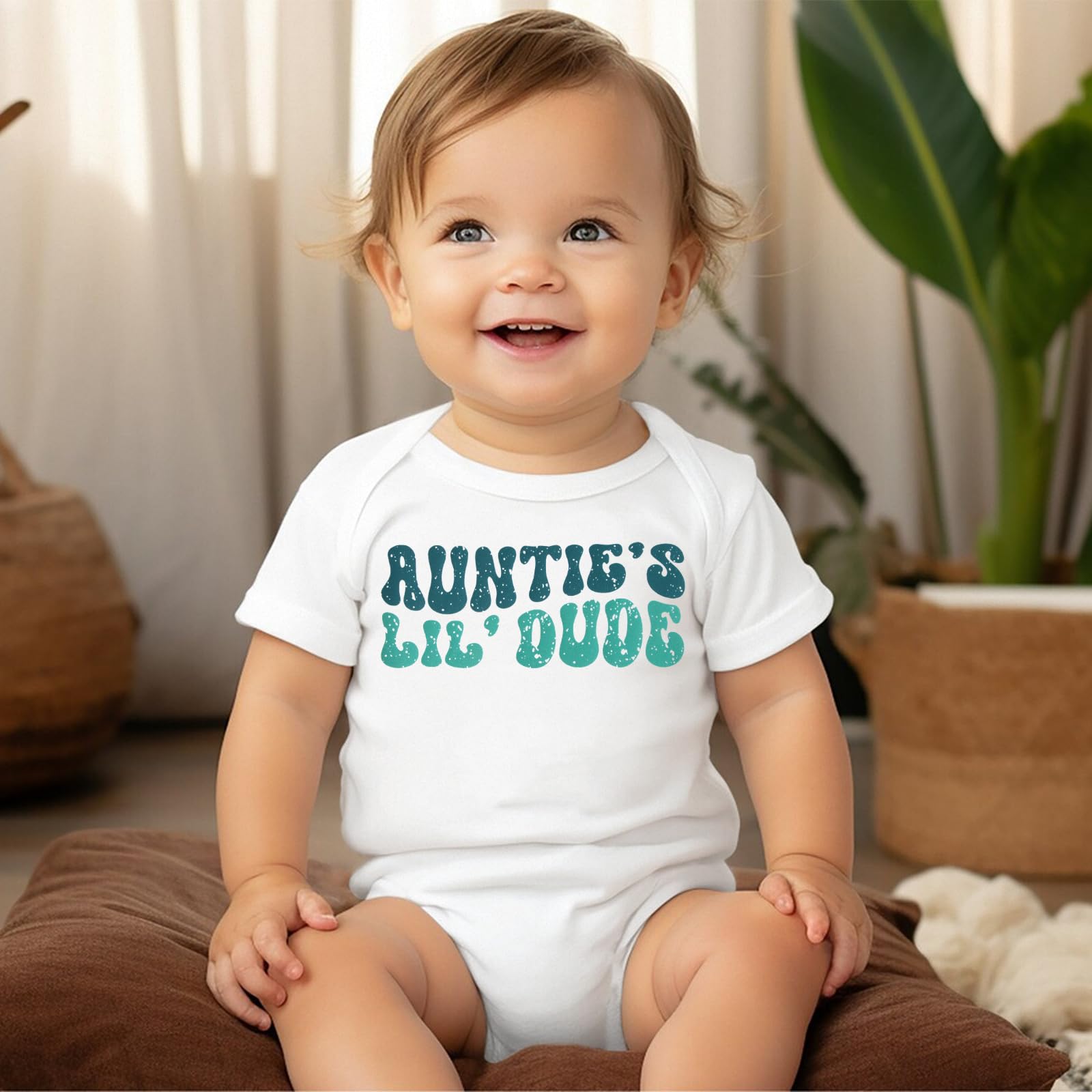 CM C&M WODRO Newborn Baby Boy Bodysuit Aunties Lil Dude Funny Onesie Infant Romper Summer Aunt Baby Clothes Gift 0-18M (White, 0-3M)