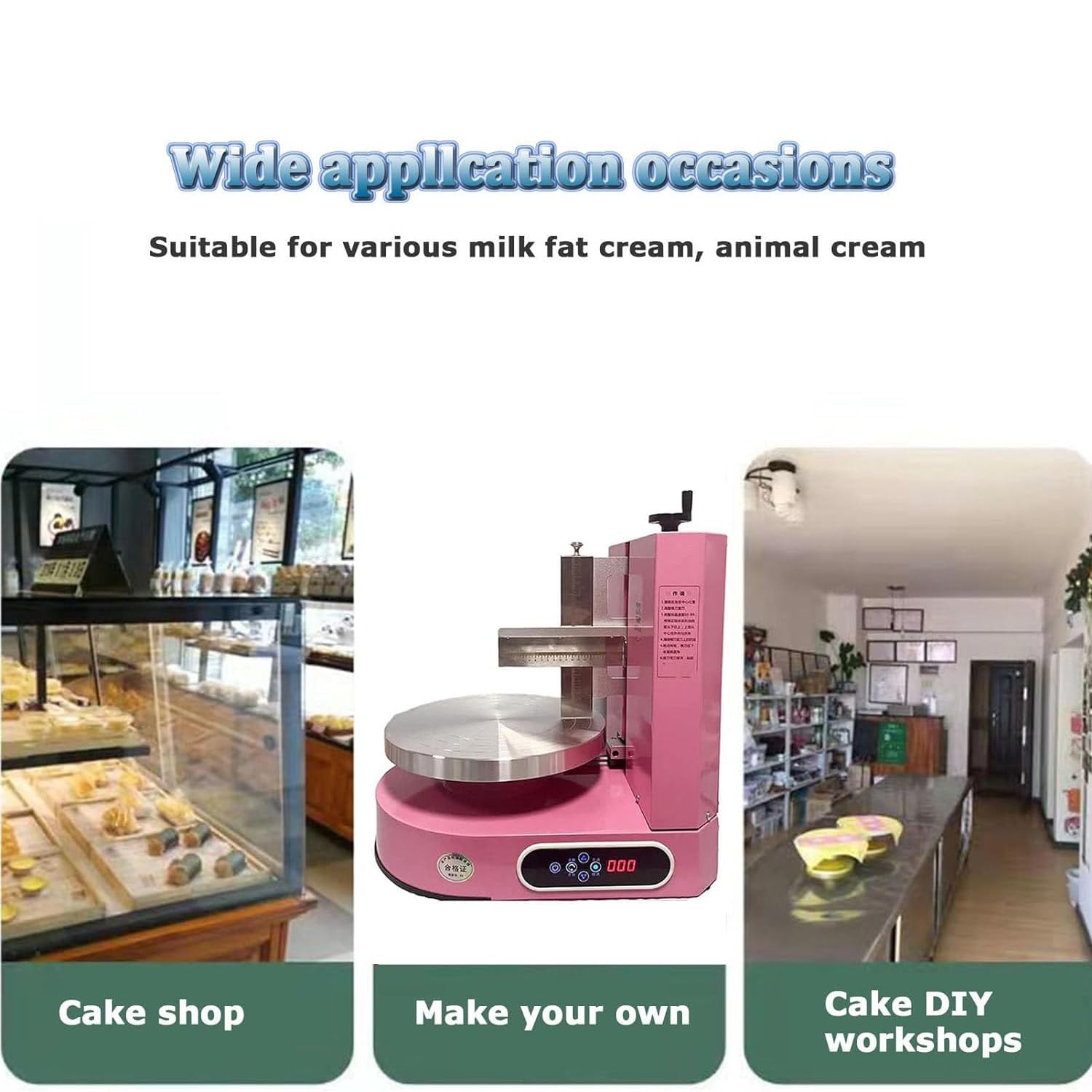Machine À Glaçage Gâteau Portable, Outil Glaçage Gâteau Réglable, Machine De Glaçage De Gâteau d'anniversaire, Machine De Lissage Décoration De Crème De Pain De Gâteau,Pink