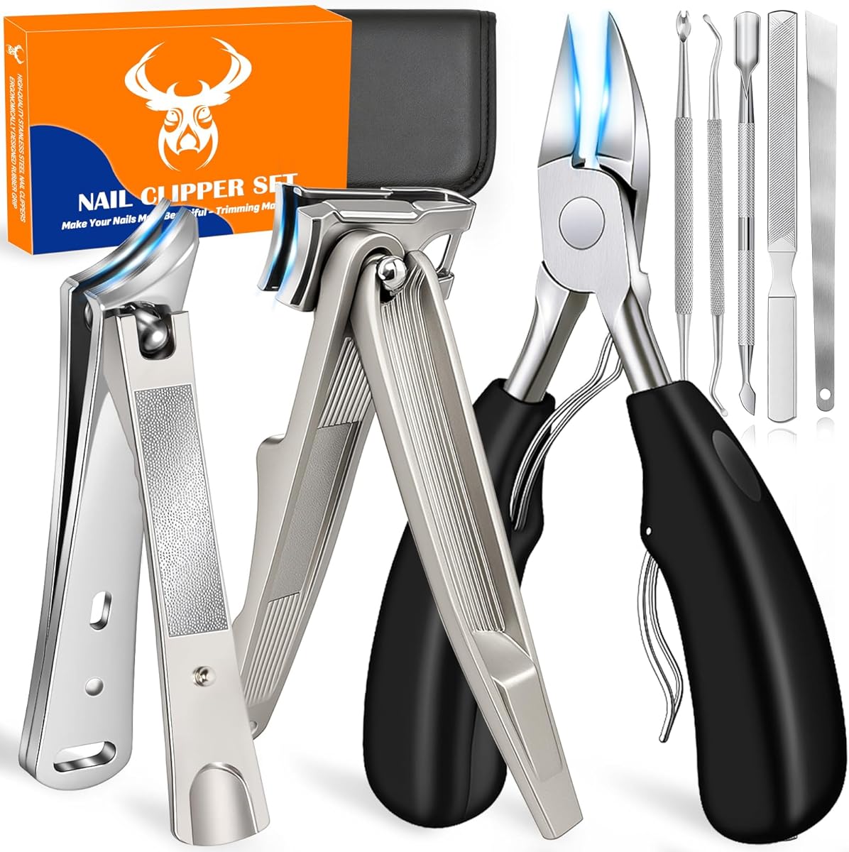 2026 Toenail Clippers for Men Women Seniors Thick Toenails, 8-in-1 Heavy Duty Long Handle Nail Clippers for Thick &amp; Ingrown Toenails, Professional Manicure Pedicure Kit