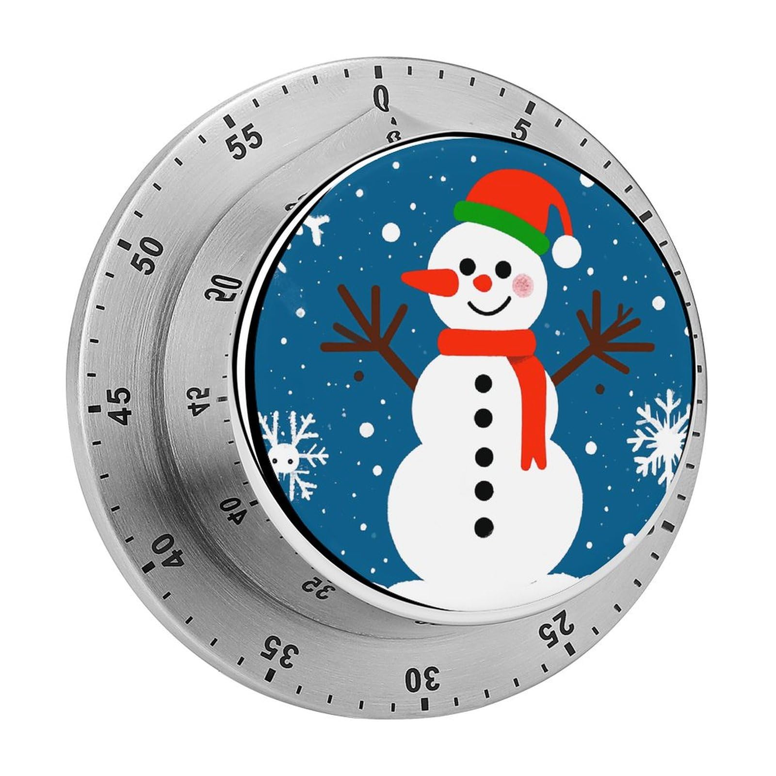 Christmas Happy Snowmans Manual Countdown Timer with Magnetic Base Visual Mechanical Timer for Classroom Home Study and Cooking