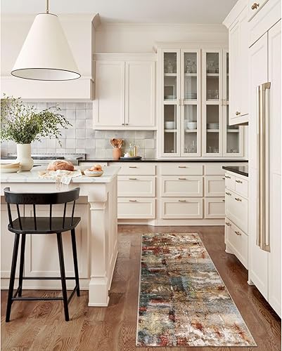 Miniatura 3 de Lahome Alfombra abstracta moderna  2 x 8 pulgadas, alfombra roja para pasillo con parte trasera de goma, antideslizante, alfombra de cocina,