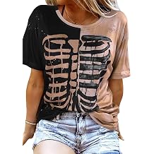 JINTING Skeleton Shirts Women Halloween Horror Shirts