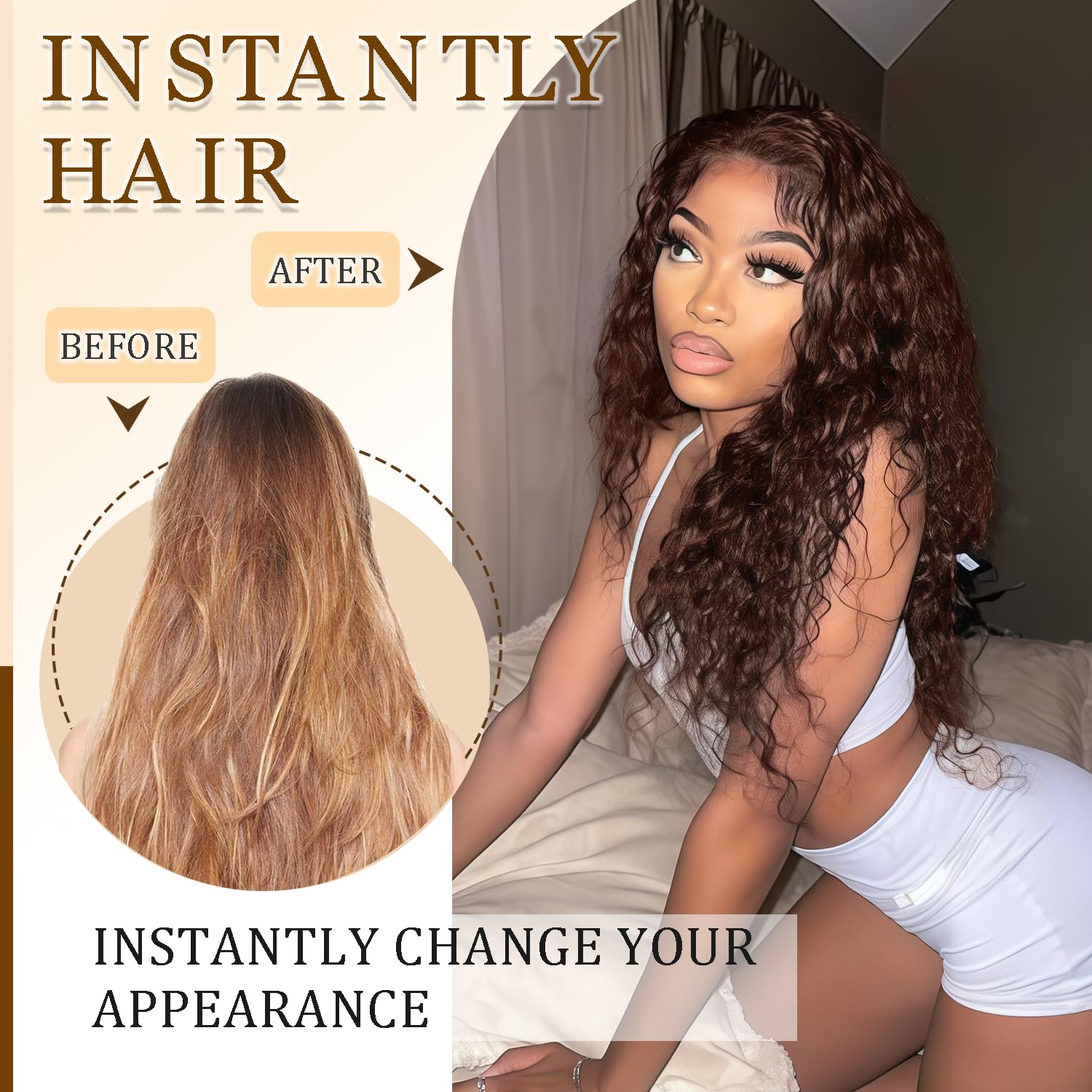 20 Inch #4 Brown Clip in Hair Extensions,Soft Real Human Hair 120g 7pcs,Brazilian Dark Brown Clip ins for Women,Chocolate Brown Deep Wave Clip ins Silky Hair Extensions