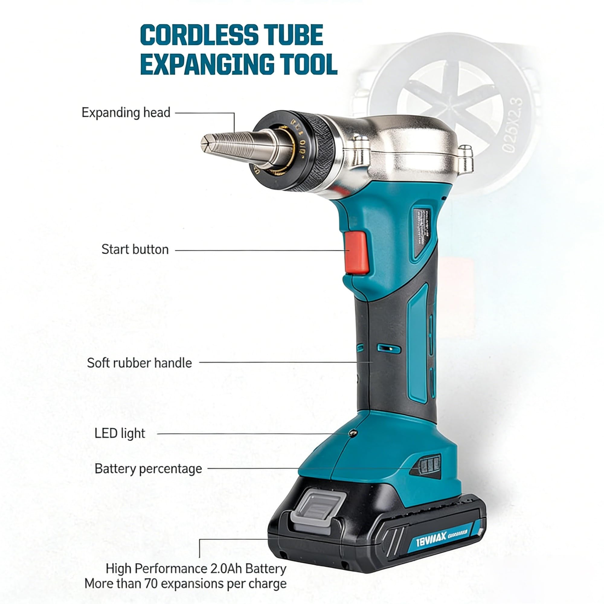 Attrezzo per l;espansione di Tubi, espansore Elettrico Automatico con testine da 16 mm, 20 mm e 25 mm per impianti Idraulici e Riscaldamento a Pavimento. (3 molds)