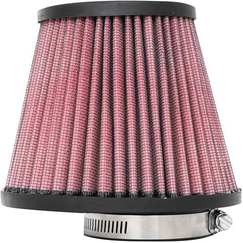 K&N Filtro de aire universal con abrazadera original de alto flujo de por vida: Rendimiento, Premium, Lavable: Diámetro de la brida: 2.375 pulgadas,