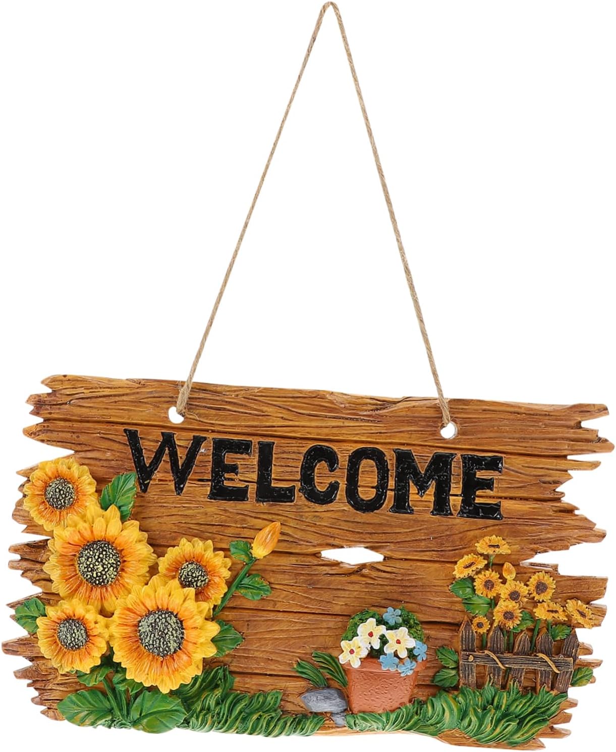 Alipis 1pc Garden Welcome Sign Rustic Resin Hanging Decoration for Front Door Outdoor Porch and Garden and Print for Welcoming Guests and Friends