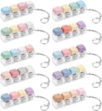 10PCS Keyboard Clicker, 4-in-1 Creamy Clickers Keychain Decompression Button to Relief Stress