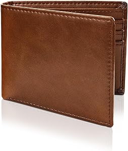 Bifold Wallets for Men, RFID Blocking Wallet PU Leather Wallets for Men Minimalist Wallet, Lightweight Men's Wallet Mens Slim Wallet for Work, Shopping (Brown)