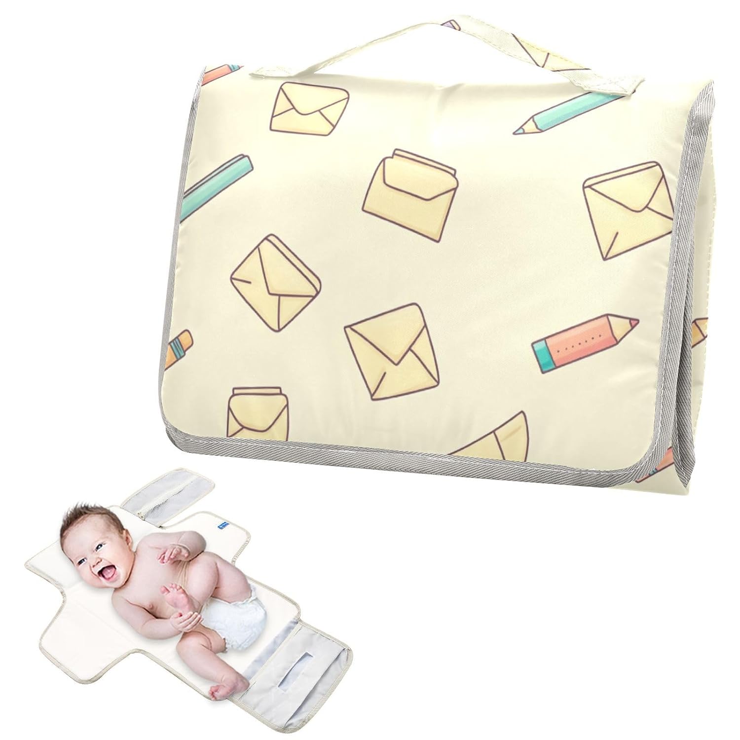 Envelope Pencil Drawing Pale Portable Diaper Changing Pad image 2
