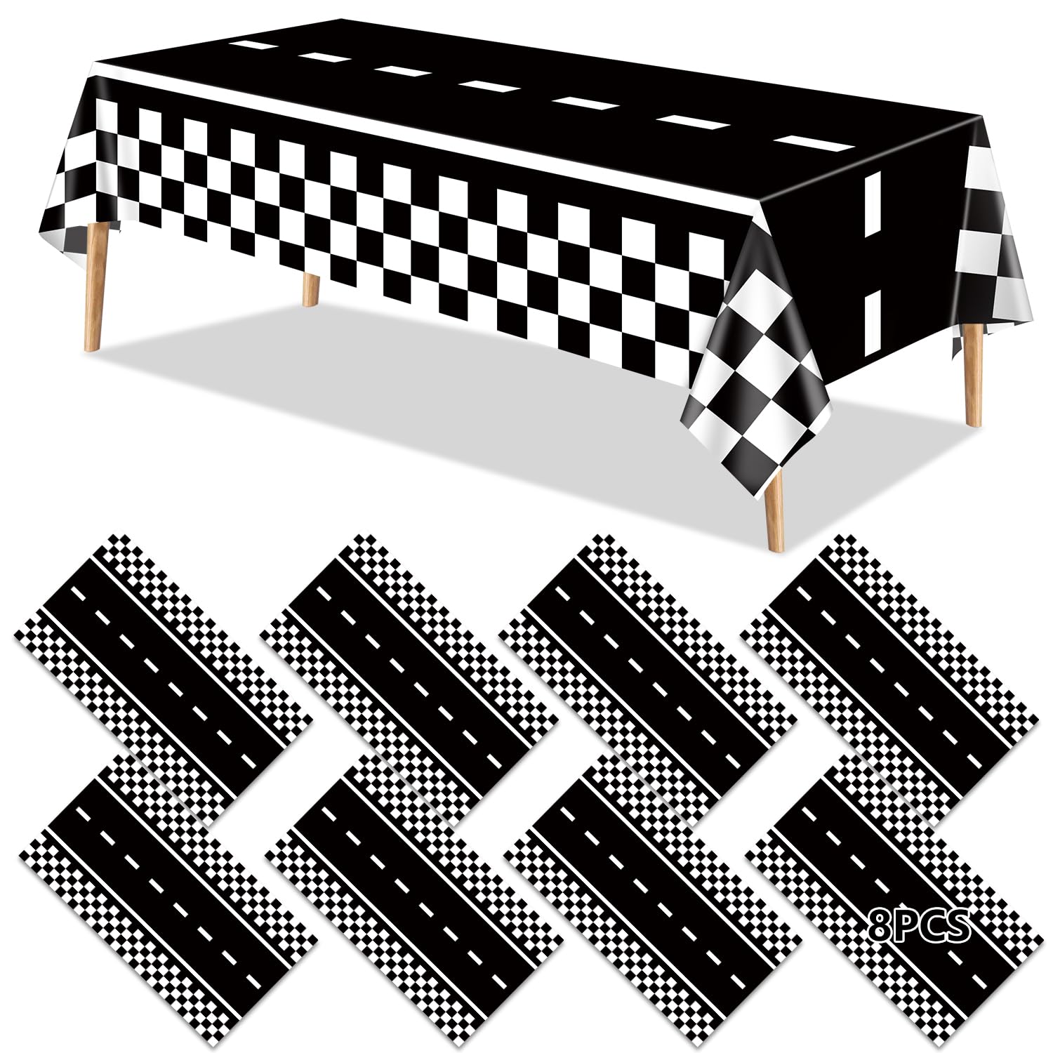 Amazon.com: PIXHOTUL 8 Pcs Racing Car Table Cloths, Car Birthday Party ...