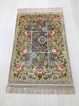 【mokoページ】中国段通　120段　シルク　ラグ　美品 玄関マット シルク 中国段通 約62.7×96cm 120段 マルチ dt-a1000