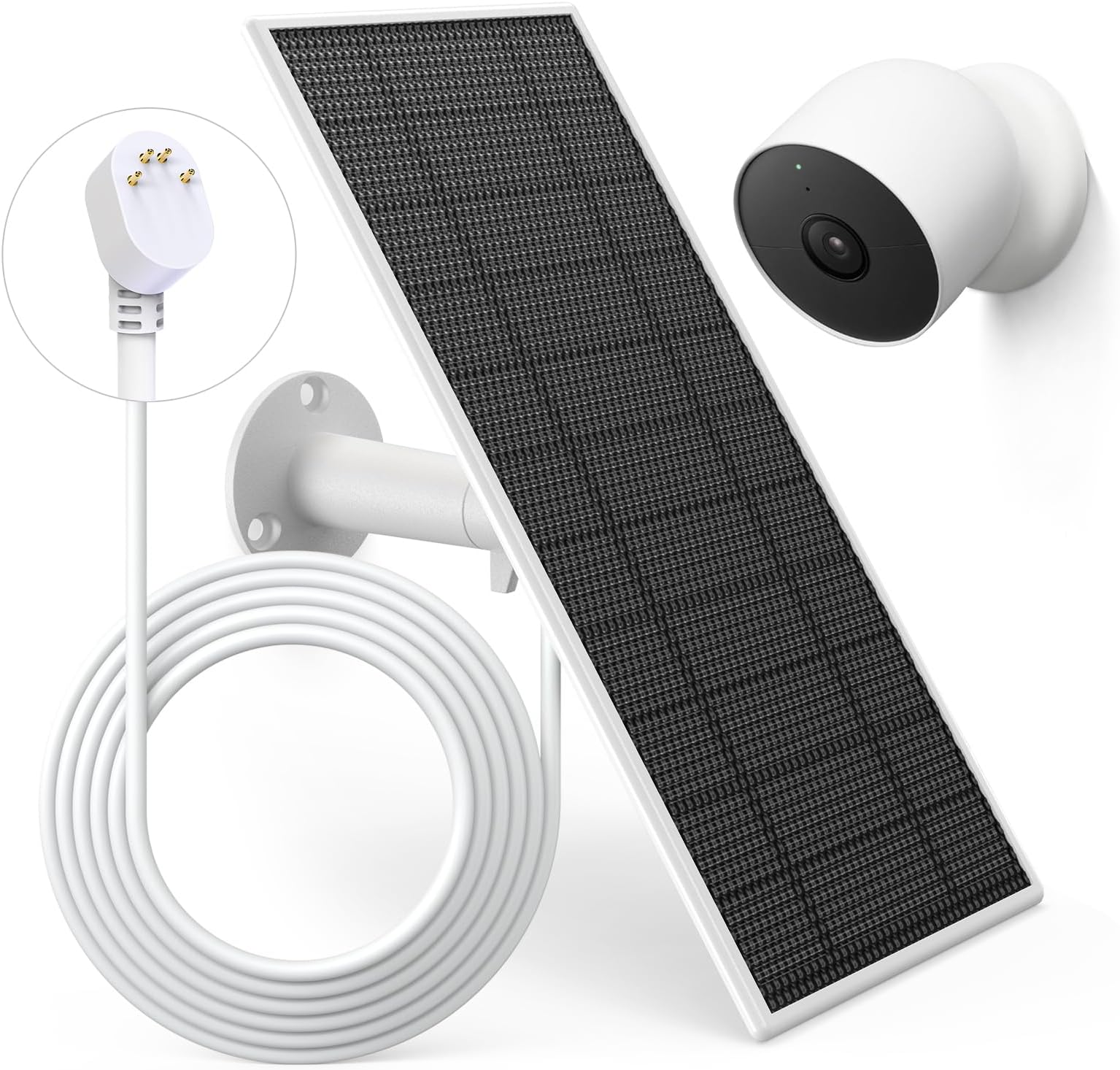 Solar Panel Charger for Google Nest Camera Outdoor and Indoor (Battery Version), 5V 5W Nest Cameras Solar Panel with 13.1Ft Fast Charging Cable, IP65 Waterproof Solar Power Made for Google Nest