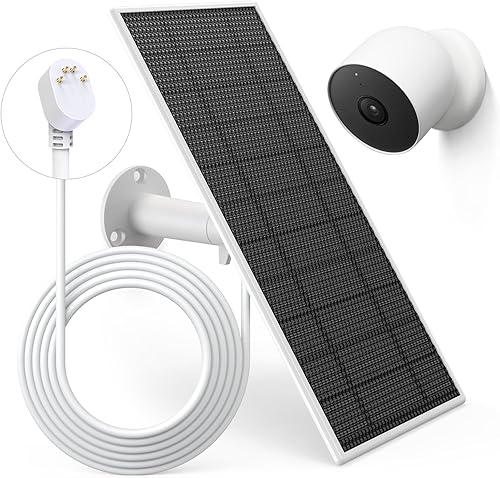 Cargador de panel solar para cámara Google Nest para exteriores e interiores (versión de batería), panel solar de cámaras nido de 5 V 5 W con cable