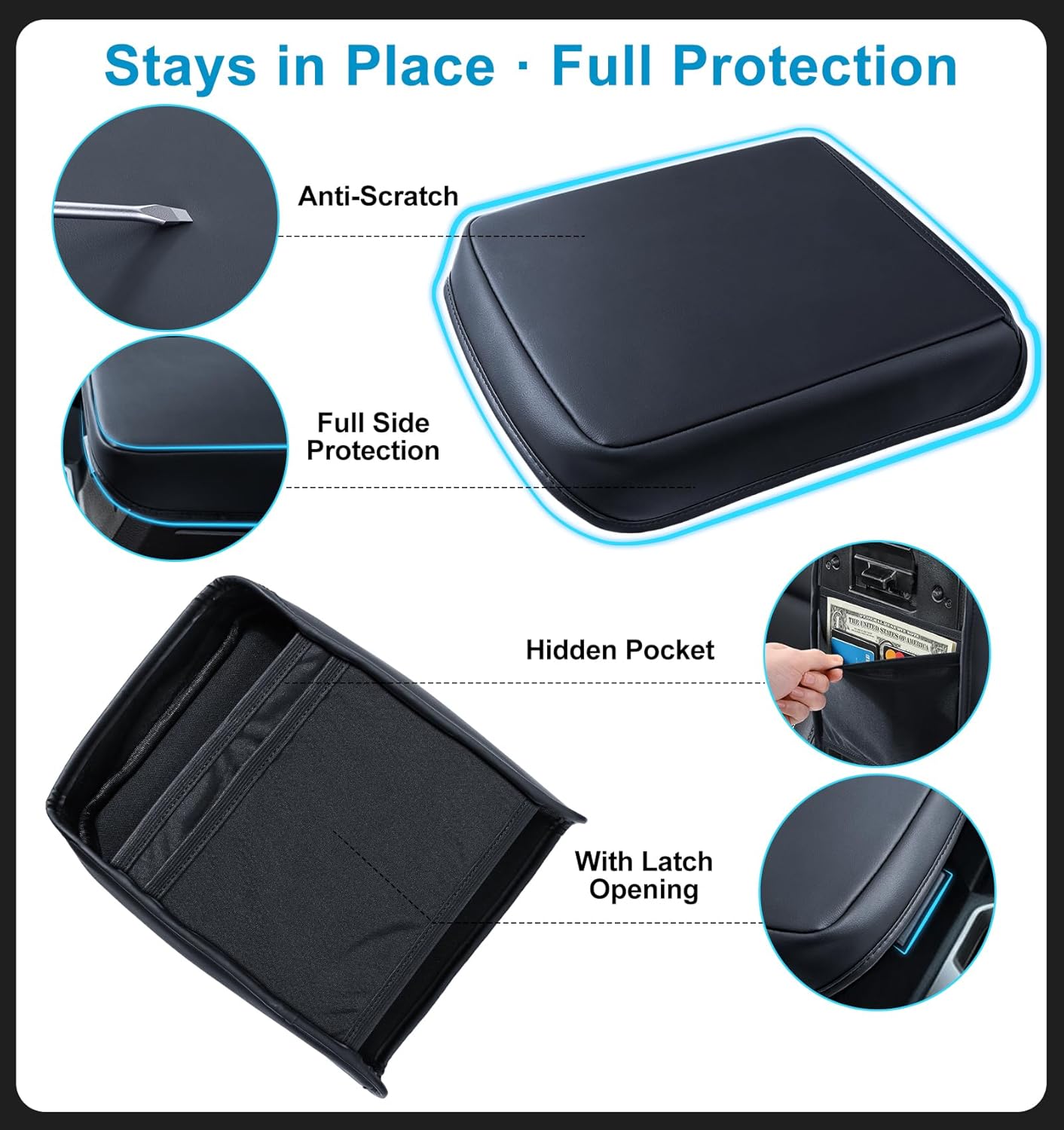 Sinvanho Center Console Armrest Cover for 2024-2025 2026 Toyota Tacoma Accessories & 2025 2026 4Runner Accessories, PU Leather Middle Console Cover Protector Pad, Truck Interior Accessories