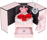 ADDWel Preserved Rose Gifts for Her&comma; Forever Real Flowers with Sterling Silver Necklace for Wife Girlfriend Mom on Birthday Anniversary
