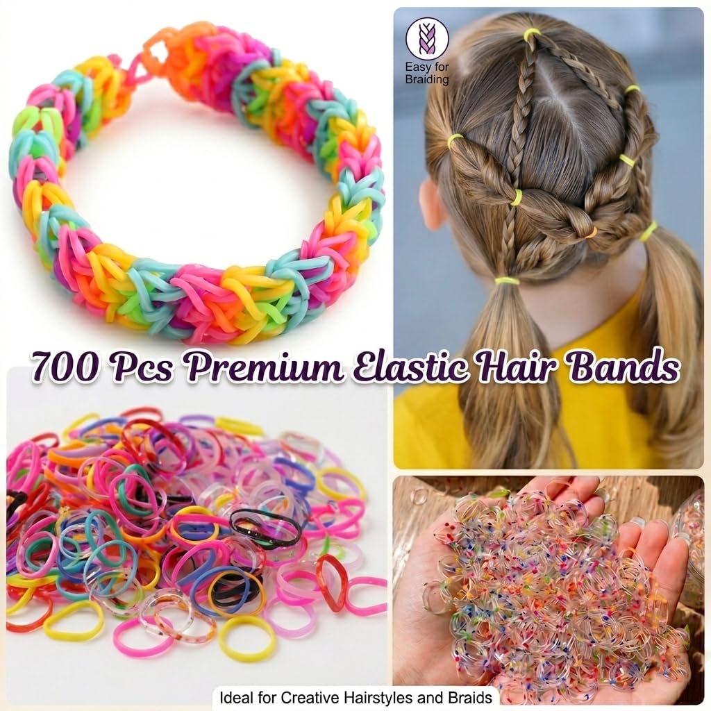 Hair Ties for Little Girls, 933Pcs Toddler Hair Accessories Set with Soft Rubber Bands, Bows & Flower Claws, No Pull for Thin Hair | Ligas para Cabello de Niñas (Pink)
