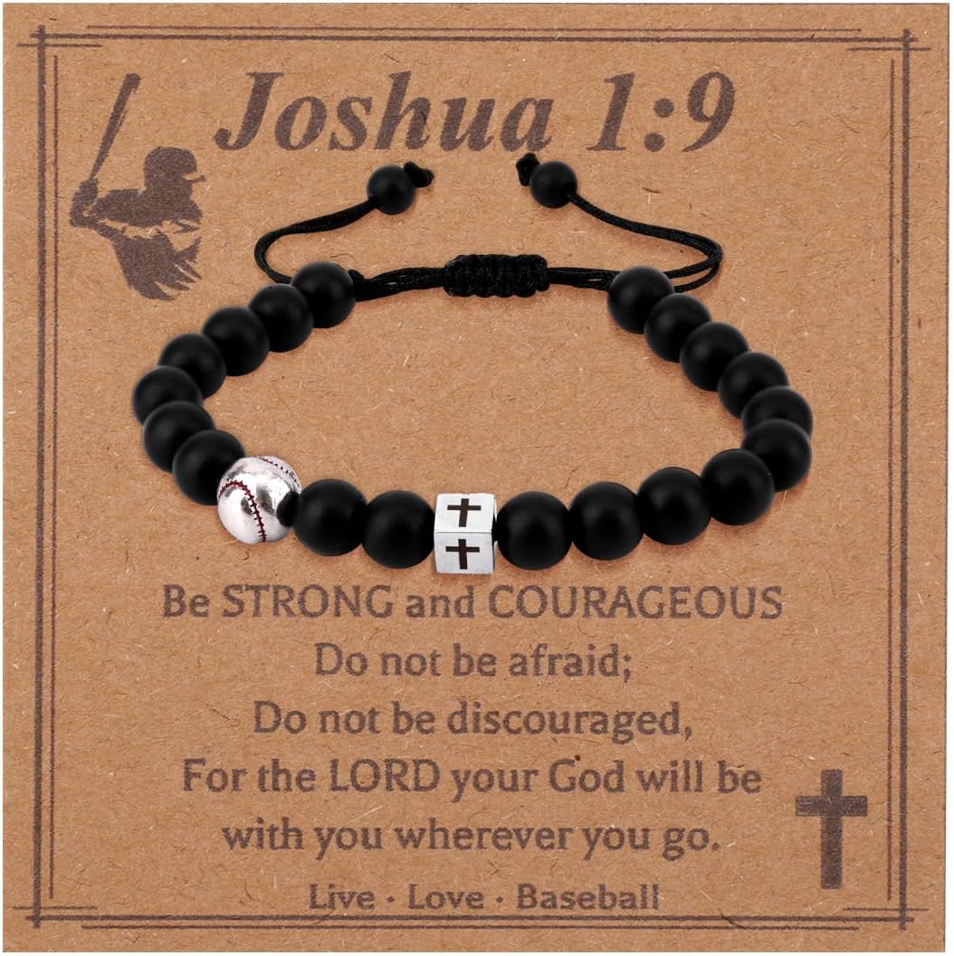 Baseball Cross Bracelet for Man, Adjustable Braided Baseball Bracelet Sports Jewelry Gift Accessory for Players Team Fans