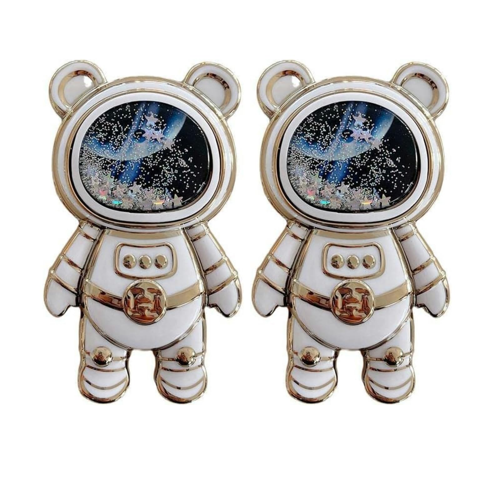 2Pcs Cute Phone Stand Holder, Cell Phone Astronaut Hidden Kickstand, Astronaut Phone Holder, Adjustable Tablet Phone Ring Stand with 3D Moving Star