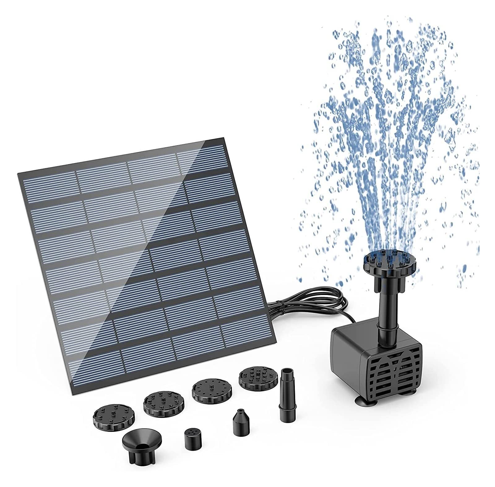 2.5W Solar Fountain Pump,with 6Nozzles and 4ft Water Pipe, Powered for Bird Bath,Pond,Garden and Other Places Efficient Use Of Energy(A-1.5W)