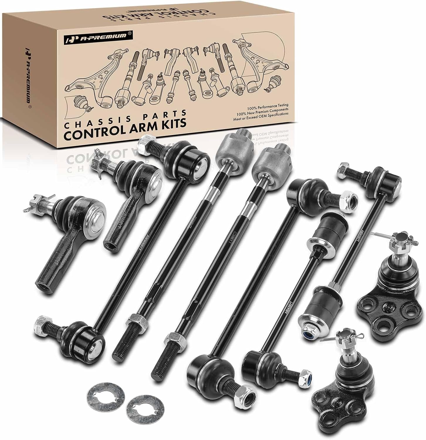 A-Premium Set of 10, Front & Rear Sway Bar Link, Front Lower Ball Joint, Inner & Outer Tie Rod End, Compatible with Nissan Pathfinder 1996-2004, Infiniti QX4 1997-2003