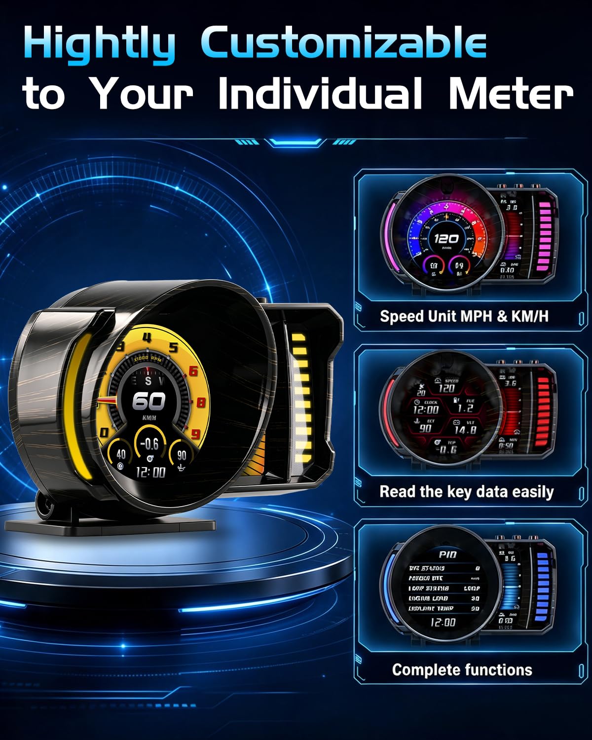 NHOPEEW 3,5 Zoll GPS+OBD2 Head-Up-Display Auto für alle autos