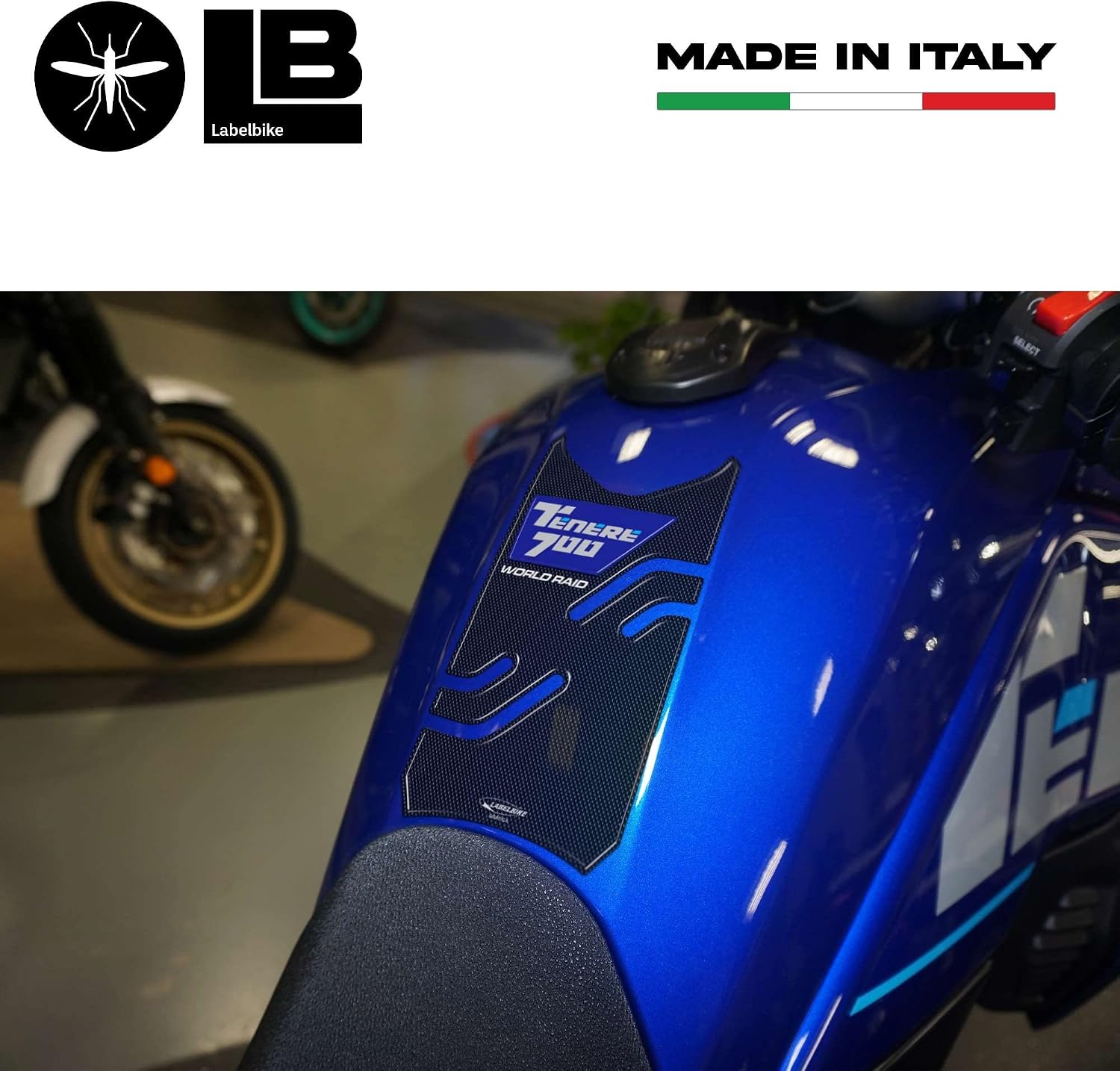 labelbike - 3D Sticker Motorcycle Fuel Tank Pad Protection and Decoration in Resin Compatible with Yamaha TENERE 700 2022 - Cyan Color