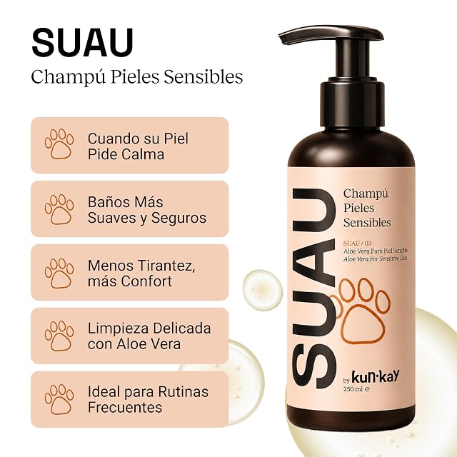 Foto 3 de 4 de SUAU Champú Perros y Gatos Piel Sensible - Aloe Vera Puro Mascota 250ml