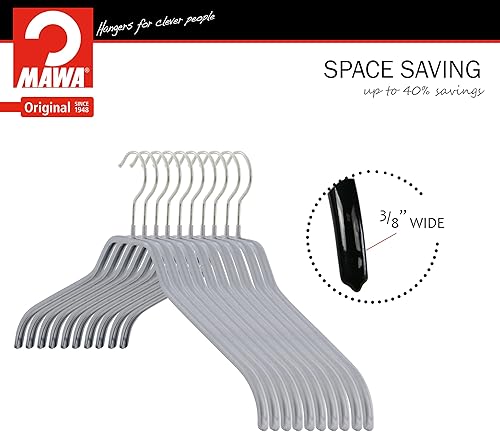 Miniatura 10 de MAWA Ft Reston Lloyd Silhouette Series - Percha antideslizante que ahorra espacio para camisas y vestidos, estilo 41F, juego de 10, color blanco,