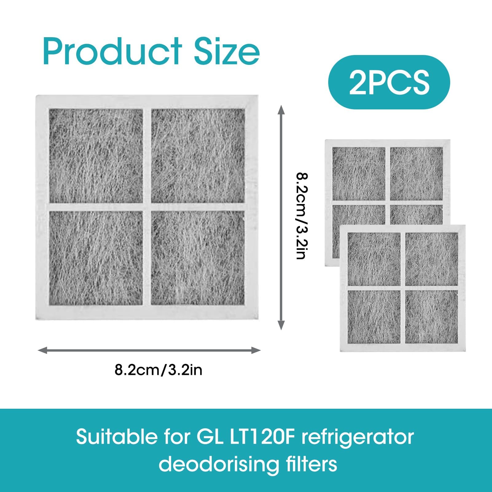 2 Pièces Filtre à Air pour Réfrigérateur Americain LG, Filtre Frigo Americain, Filtre à Air Frais de Rechange pour Réfrigérateur Purificateur d'air LG LT120F, LFX31925SB, LFX31925SW