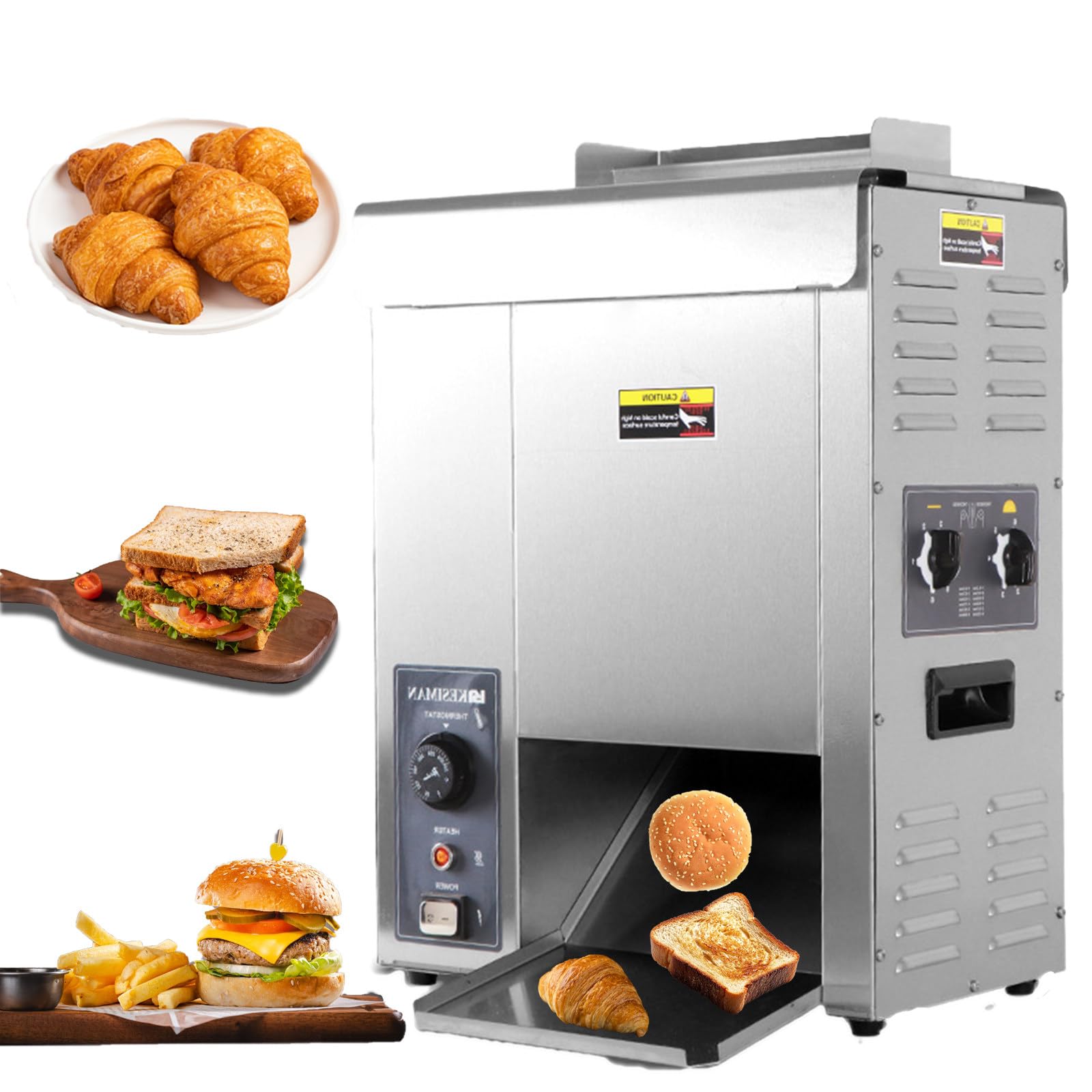 Komercyjny Opiekacz Do Bułek Do Burgerów, Pionowy Opiekacz Do Bułek O Mocy 2000 W Z Szerokim Zakresem Temperatur 50–300°C, Trwały Automatyczny Opiekacz Do Bułek Do Hamburgerów