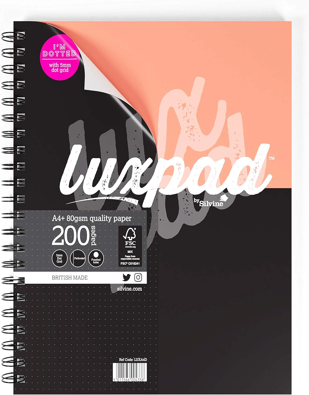 Silvine Luxpad Fashion A4+ Flexi Notebook - 5mm Dot Grid (200 Pages) Mixed Pack of 3