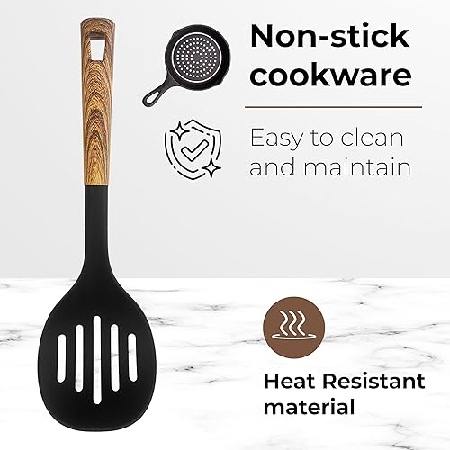 Miniatura 6 de Juego de 6 utensilios de cocina resistentes al calor, no rayan, juego de cucharas de cocina de nailon para utensilios de cocina antiadherentes, con