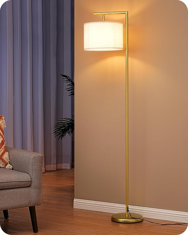 EDISHINE arany ívlámpa állólámpa linen árnyékolóval, E27 LED, 160 cm, nappali hálószoba