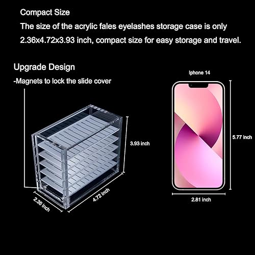 Miniatura 3 de Organizadores y almacenamiento de pestañas, bandeja de pestañas de diseño mejorado para extensiones de pestañas con cubierta magnética, acrílico