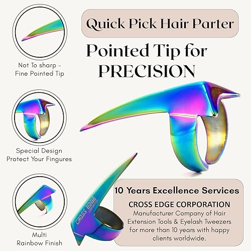 Miniatura 6 de Anillo de separación y seccionado duradero, púa trenzada de acero inoxidable para un peinado preciso de pelucas, rizos, extensiones de cabello