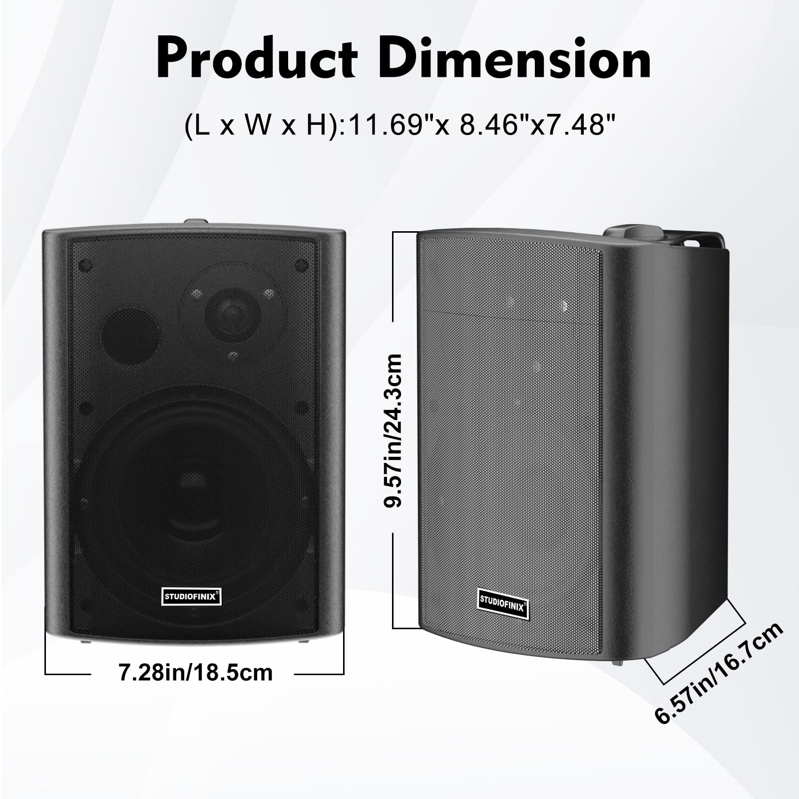 STUDIOFINIX Altoparlanti a parete 5,25" 300W Bluetooth 5.1 Impermeabili, Wireless con sincronizzazione e telecomando IR, interno/esterno, garage e giardino (501BLE, Nero, Coppia)