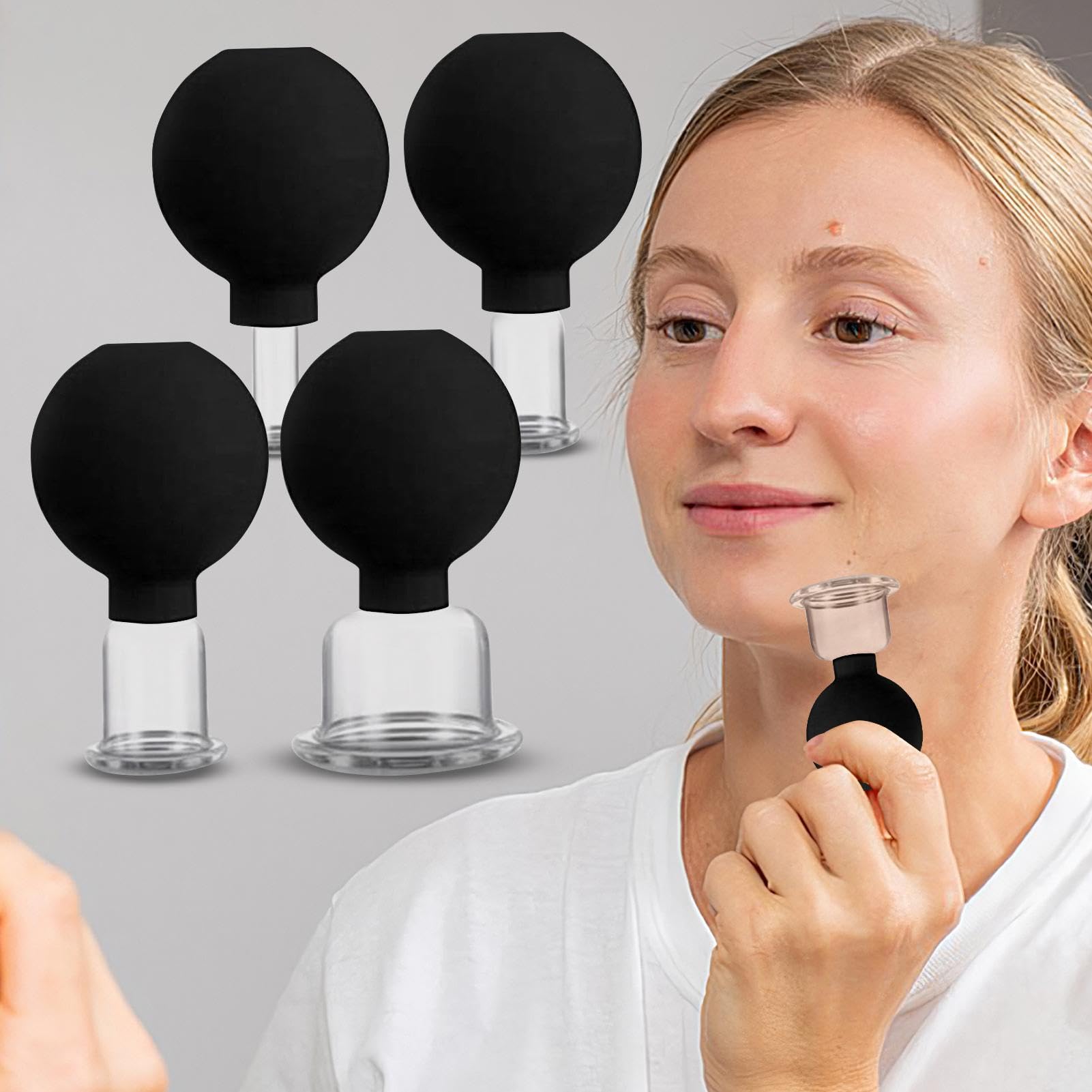 Ensemble de ventouses pour le visage, ventouses portables pour le visage, ensemble de 4 pour le corps, outil de massage du dos pour salon de beauté à domicile pour la relaxation, thérapie de